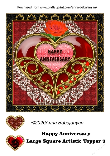 Happy Anniversary Large Square Artistic Topper 3