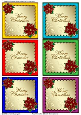 Red Poinsettia & Swirls Mini Toppers