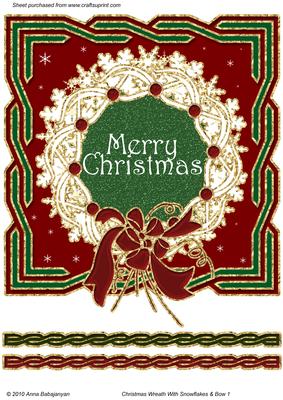 Christmas Wreath with Snowflakes & Bow 1