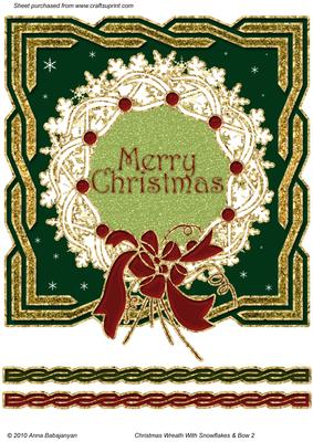 Christmas Wreath with Snowflakes & Bow 2