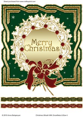 Christmas Wreath with Snowflakes & Bow 4