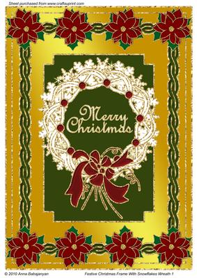 Festive Christmas Frame with Snowflakes Wreath 1