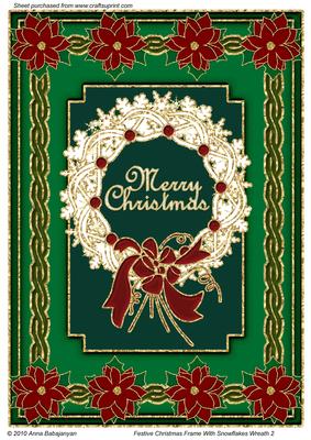 Festive Christmas Frame with Snowflakes Wreath 2