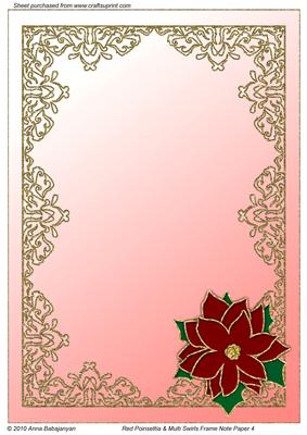 Red Poinsettia & Multi Swirls Frame Note Paper 4