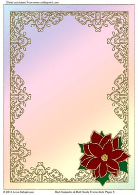 Red Poinsettia & Multi Swirls Frame Note Paper 5