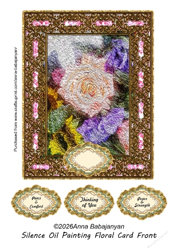 Silence Oil Painting Floral Card Front