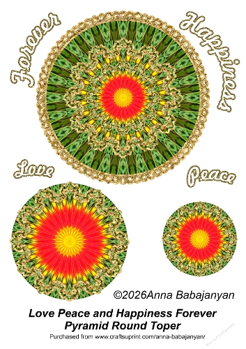 Love Peace and Happiness Forever Pyramid Round Topper