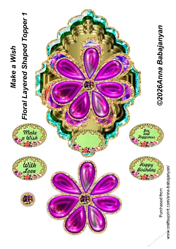 Make a Wish Floral Layered Shaped Topper 1