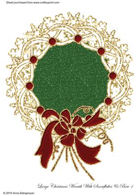 Large Christmas Wreath with Snowflakes & Bow 1