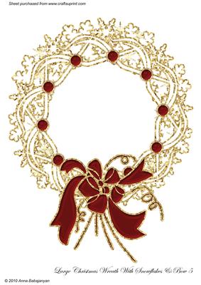 Large Christmas Wreath with Snowflakes & Bow 5
