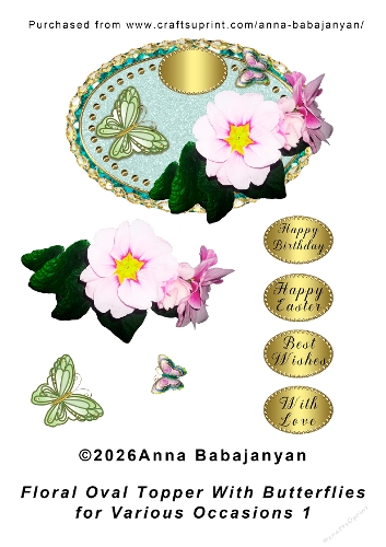 Floral Oval Topper With Butterflies for Various Occasions 1