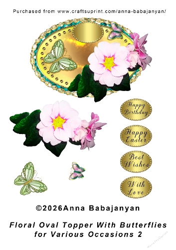 Floral Oval Topper With Butterflies for Various Occasions 2