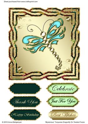 Mysterious Turquoise Dragonfly on Twisted Frame