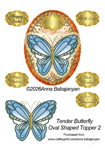 Tender Butterfly Oval Shaped Topper 2
