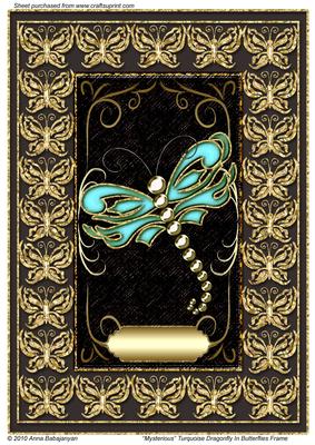 Mysterious Turquoise Dragonfly in Butterflies Frame