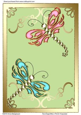 Two Dragonflies (pink & Turquoise)