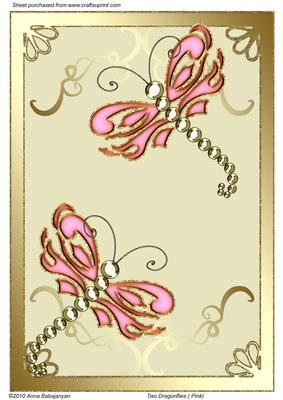 Two Dragonflies (pink)