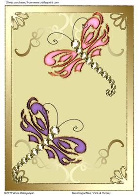 Two Dragonflies (pink & Purple)