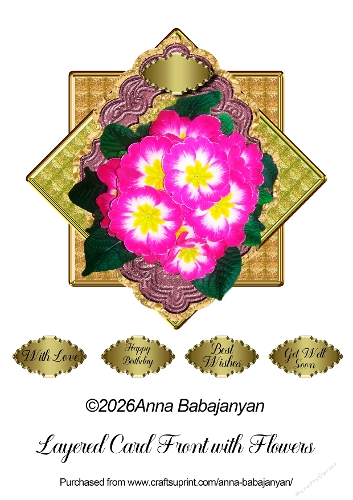 Layered Card Front with Flowers