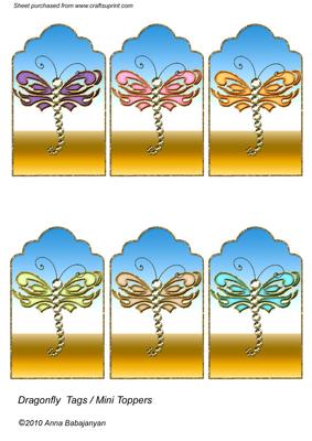 Dragonfly Tags /mini Toppers