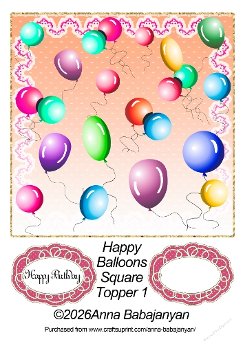 Happy Balloons Square Topper 1