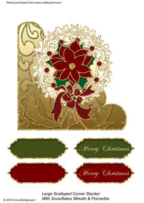 Large Scalloped Corner Stacker with Snowflakes Wreath & Poin