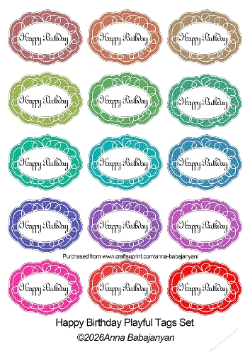 Happy Birthday Playful Tags Set