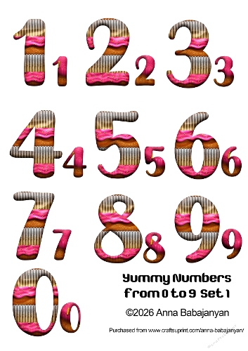 Yummy Numbers from 0 to 9 Set 1