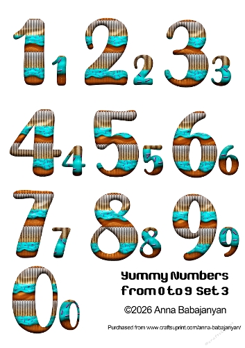Yummy Numbers from 0 to 9 Set 3