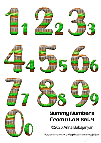 Yummy Numbers from 0 to 9 Set 4