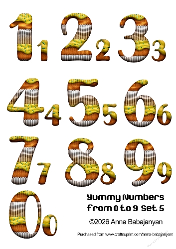 Yummy Numbers from 0 to 9 Set 5