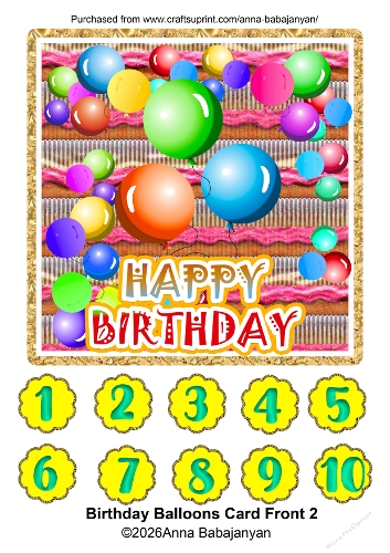 Birthday Balloons Card Front 2