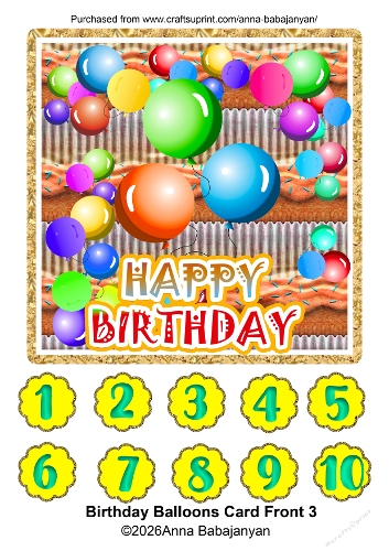 Birthday Balloons Card Front 3