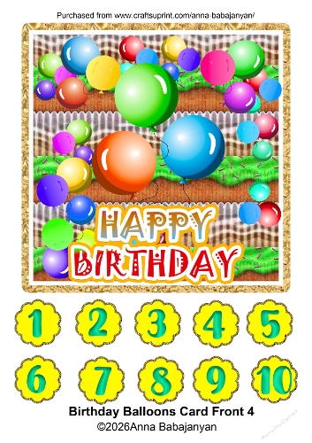Birthday Balloons Card Front 4