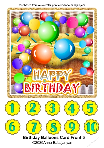 Birthday Balloons Card Front 5
