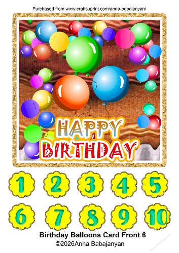 Birthday Balloons Card Front 6