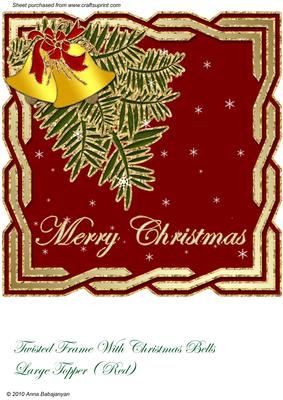 Twisted Frame with Christmas Bells Large Topper (red)