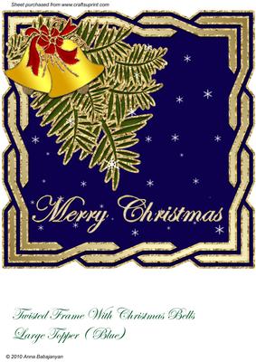 Twisted Frame with Christmas Bells Large Topper (blue)