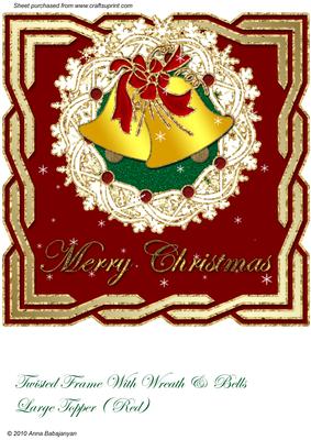 Twisted Frame with Wreath & Bells Large Topper (red)