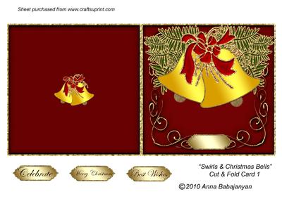 Swirls & Christmas Bells Cut & Fold Card 1