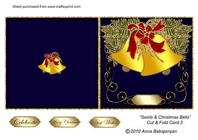 Swirls & Christmas Bells Cut & Fold Card 3