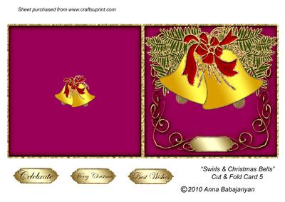 Swirls & Christmas Bells Cut & Fold Card 5