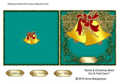 Swirls & Christmas Bells Cut & Fold Card 7