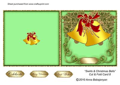 Swirls & Christmas Bells Cut & Fold Card 8