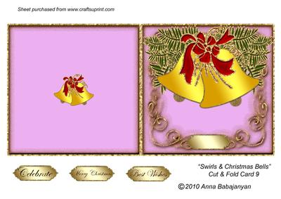 Swirls & Christmas Bells Cut & Fold Card 9