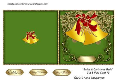 Swirls & Christmas Bells Cut & Fold Card 10