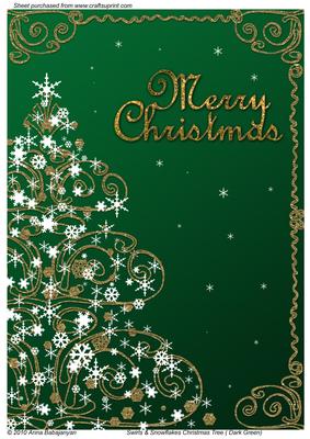 Swirls & Snowflakes Christmas Tree ( Dark Green)