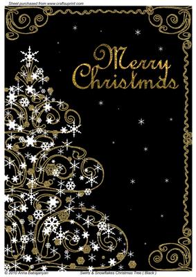 Swirls & Snowflakes Christmas Tree (black)