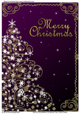 Swirls & Snowflakes Christmas Tree (dark Violet)