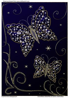 Snowflakes Butterflies & Swirls ( Dark Blue)